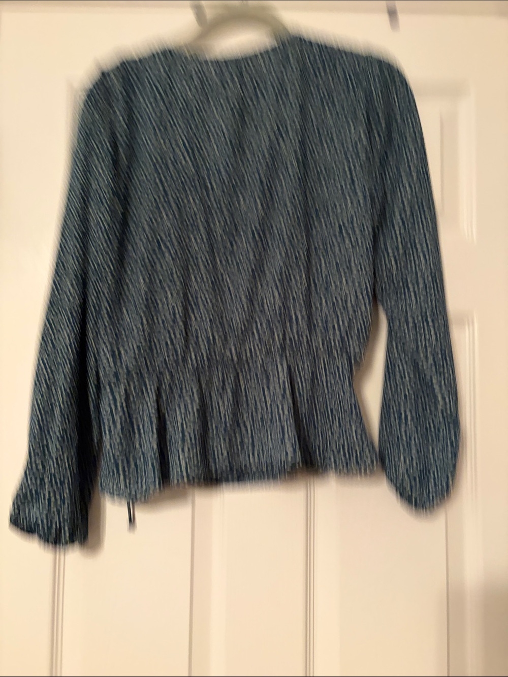 nine britton Teal Printed Wrap Peplum Blouse - Picture 3 of 3